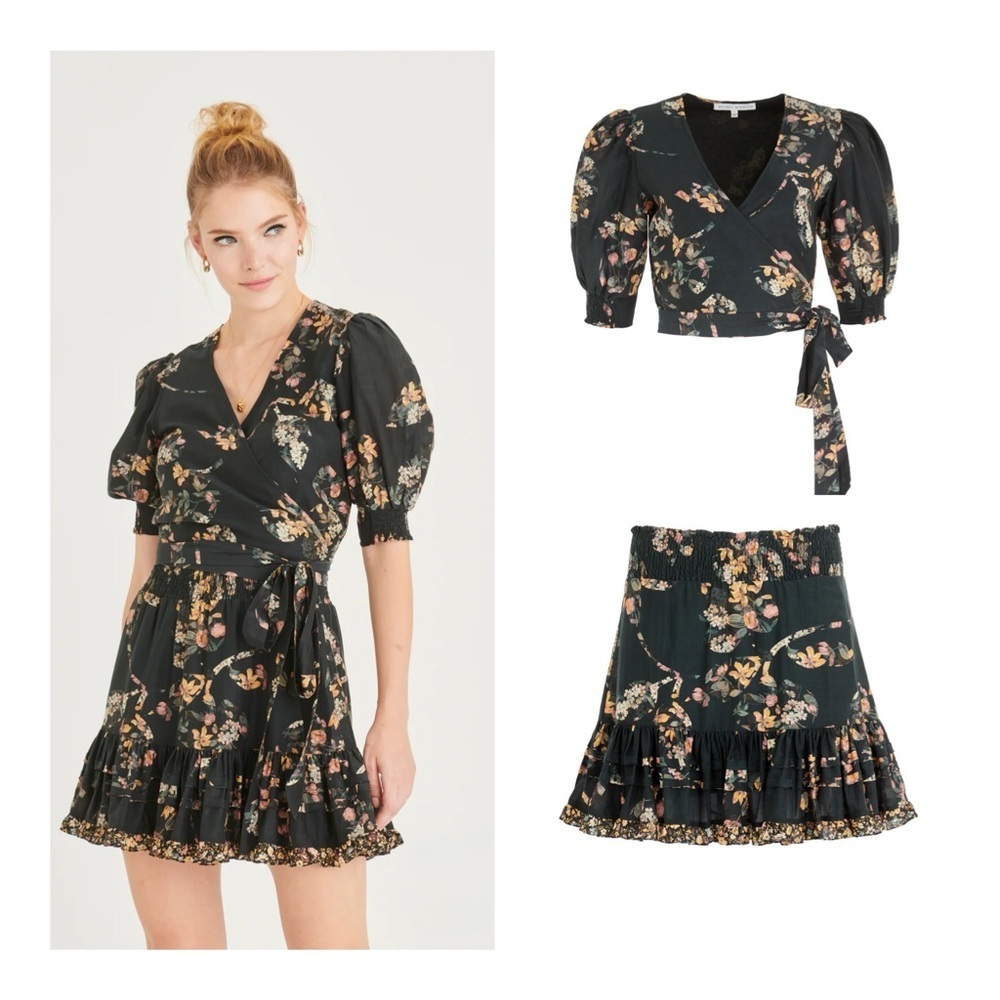 Secret Mission Bleeker Crop Bkouse & Mini Skirt 2 Piece Set, Organic Cotton NWT